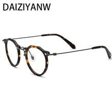 Load image into Gallery viewer, Metal Titanium Eyeglass Frame Retro Men Women Round Acetate Fiber Leg Texture Eyeglass Frame