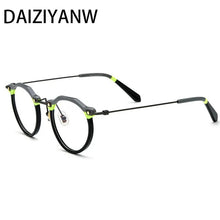 Load image into Gallery viewer, Metal Titanium Eyeglass Frame Retro Men Women Round Acetate Fiber Leg Texture Eyeglass Frame
