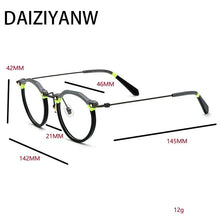 Load image into Gallery viewer, Metal Titanium Eyeglass Frame Retro Men Women Round Acetate Fiber Leg Texture Eyeglass Frame