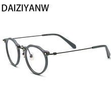 Load image into Gallery viewer, Metal Titanium Eyeglass Frame Retro Men Women Round Acetate Fiber Leg Texture Eyeglass Frame