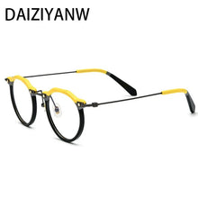 Load image into Gallery viewer, Metal Titanium Eyeglass Frame Retro Men Women Round Acetate Fiber Leg Texture Eyeglass Frame