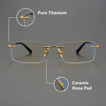Carica l&#39;immagine nel visualizzatore di Gallery, High Quality Pure Titanium Glasses Frame Ultra-light Rimless Men Square Business Eyeglasses Women Myopia Spectacles Prescription