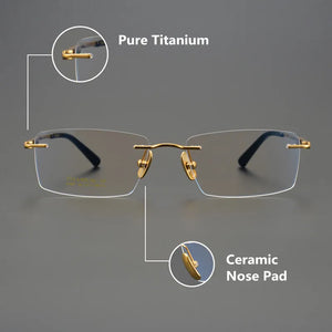 High Quality Pure Titanium Glasses Frame Ultra-light Rimless Men Square Business Eyeglasses Women Myopia Spectacles Prescription