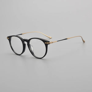 High Quality Retro Round Optical Glasses Frame Men Vintage Titanium Acetate Prescription Eyeglasses Women  Myopia Eyewear