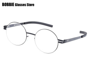 Retro Round Screwless Glasses Frame Handmade Men Vintage Optical Prescription Eyeglasses Business Women Spectacles