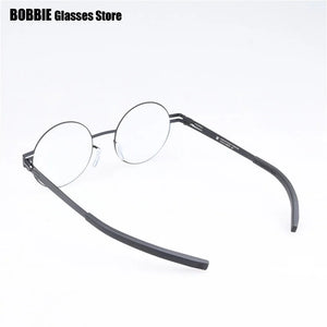 Retro Round Screwless Glasses Frame Handmade Men Vintage Optical Prescription Eyeglasses Business Women Spectacles