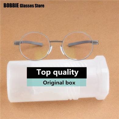 Retro Round Screwless Glasses Frame Handmade Men Vintage Optical Prescription Eyeglasses Business Women Spectacles