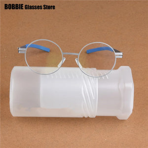 Retro Round Screwless Glasses Frame Handmade Men Vintage Optical Prescription Eyeglasses Business Women Spectacles