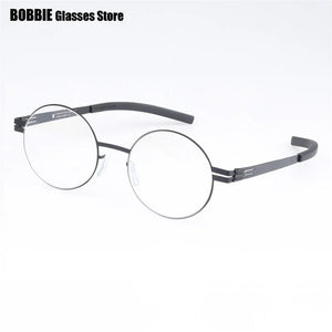 Retro Round Screwless Glasses Frame Handmade Men Vintage Optical Prescription Eyeglasses Business Women Spectacles