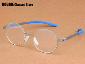 Retro Round Screwless Glasses Frame Handmade Men Vintage Optical Prescription Eyeglasses Business Women Spectacles