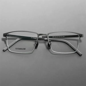 High Quality Square Pure Titanium Half Frame Eyeglasses Men Business Ultralight Glasses Frames Eyewear Spectacles Gafas