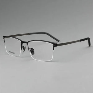 High Quality Square Pure Titanium Half Frame Eyeglasses Men Business Ultralight Glasses Frames Eyewear Spectacles Gafas
