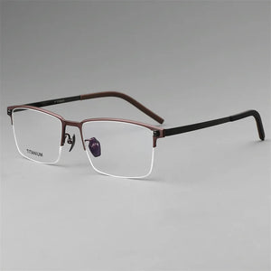 High Quality Square Pure Titanium Half Frame Eyeglasses Men Business Ultralight Glasses Frames Eyewear Spectacles Gafas