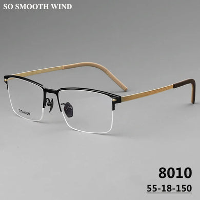 High Quality Square Pure Titanium Half Frame Eyeglasses Men Business Ultralight Glasses Frames Eyewear Spectacles Gafas