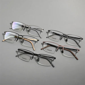High Quality Square Pure Titanium Half Frame Eyeglasses Men Business Ultralight Glasses Frames Eyewear Spectacles Gafas