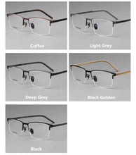 Load image into Gallery viewer, High Quality Square Pure Titanium Half Frame Eyeglasses Men Business Ultralight Glasses Frames Eyewear Spectacles Gafas