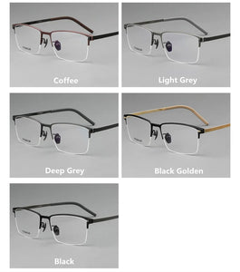High Quality Square Pure Titanium Half Frame Eyeglasses Men Business Ultralight Glasses Frames Eyewear Spectacles Gafas