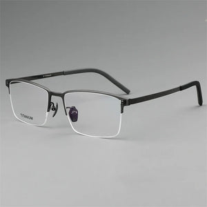 High Quality Square Pure Titanium Half Frame Eyeglasses Men Business Ultralight Glasses Frames Eyewear Spectacles Gafas