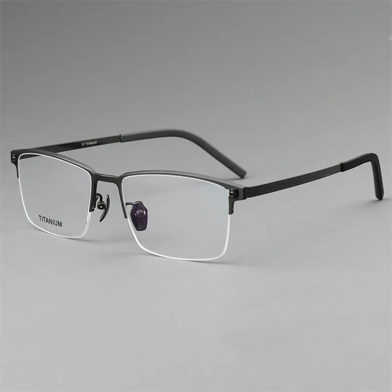 High Quality Square Pure Titanium Half Frame Eyeglasses Men Business Ultralight Glasses Frames Eyewear Spectacles Gafas
