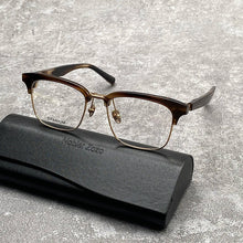 Load image into Gallery viewer, High quality men&#39;s clamshell half-frame glasses made of pure titanium square acetate optical frame for prescription glasses