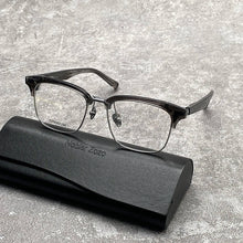 Load image into Gallery viewer, High quality men&#39;s clamshell half-frame glasses made of pure titanium square acetate optical frame for prescription glasses