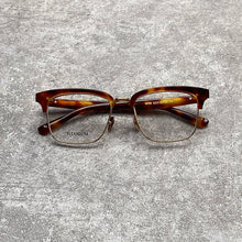 Load image into Gallery viewer, High quality men&#39;s clamshell half-frame glasses made of pure titanium square acetate optical frame for prescription glasses
