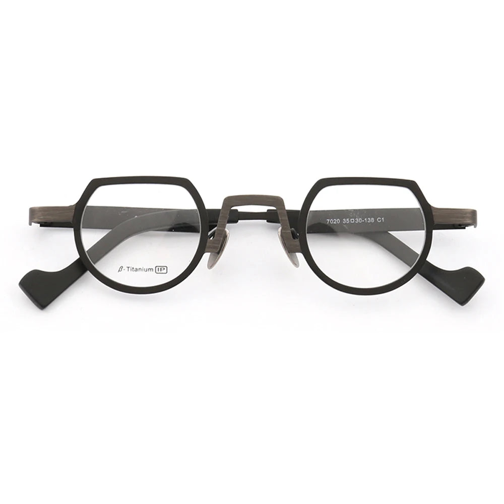 Hipster Women Titanium Glasses Frame Men Round Eyeglasses Frames Optical Vintage Retro Prescription Spectacles Nerd Eyewear Gold