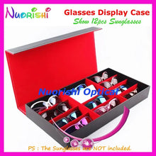 Load image into Gallery viewer, Holding 12pcs Eyewear Sunglasses Glasses Eyeglass Black Leather Storage Display Sample Case Box Tray A640-12S Free Shipping