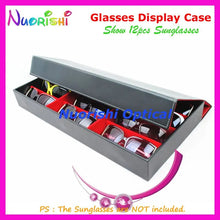 Load image into Gallery viewer, Holding 12pcs Eyewear Sunglasses Glasses Eyeglass Black Leather Storage Display Sample Case Box Tray A640-12S Free Shipping
