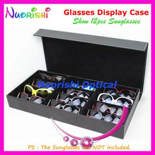 Load image into Gallery viewer, Holding 12pcs Eyewear Sunglasses Glasses Eyeglass Black Leather Storage Display Sample Case Box Tray A640-12S Free Shipping