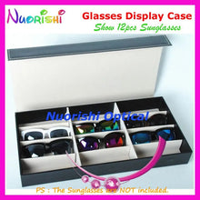 Load image into Gallery viewer, Holding 12pcs Eyewear Sunglasses Glasses Eyeglass Black Leather Storage Display Sample Case Box Tray A640-12S Free Shipping