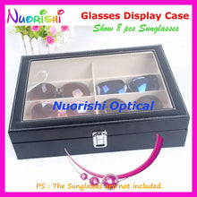 Load image into Gallery viewer, Holding 8pcs Eyewear Sunglass Eyeglass Glasses Black Leather Display Sample Case Box With Clear Cover A633C-8S