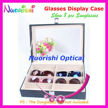 Load image into Gallery viewer, Holding 8pcs Eyewear Sunglass Eyeglass Glasses Black Leather Display Sample Case Box With Clear Cover A633C-8S