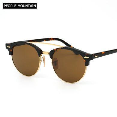 Hot Round Acetate Tortoise Frame Men Sunglasses Lunettes Soleil Femme UV400 Women Sun Glasses Mirror Brown Glass Lenses