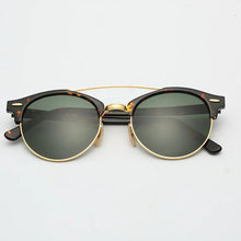 Carica l&#39;immagine nel visualizzatore di Gallery, Hot Round Acetate Tortoise Frame Men Sunglasses Lunettes Soleil Femme UV400 Women Sun Glasses Mirror Brown Glass Lenses
