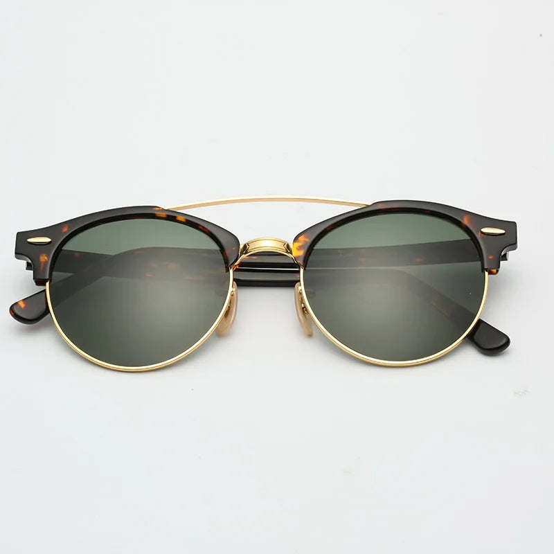 Hot Round Acetate Tortoise Frame Men Sunglasses Lunettes Soleil Femme UV400 Women Sun Glasses Mirror Brown Glass Lenses