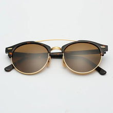 Carica l&#39;immagine nel visualizzatore di Gallery, Hot Round Acetate Tortoise Frame Men Sunglasses Lunettes Soleil Femme UV400 Women Sun Glasses Mirror Brown Glass Lenses