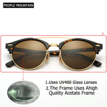 Carica l&#39;immagine nel visualizzatore di Gallery, Hot Round Acetate Tortoise Frame Men Sunglasses Lunettes Soleil Femme UV400 Women Sun Glasses Mirror Brown Glass Lenses