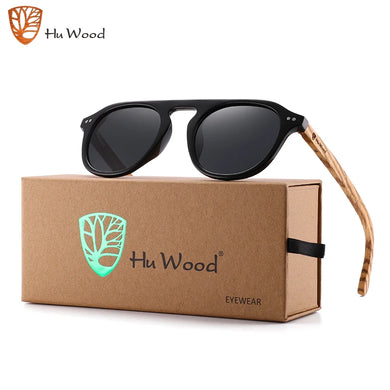Hu Wood Brand Classic Sunglasses For Mem Women Polarized UV400 Protection Eyewear Wooden Black Glasses Zebra Wood