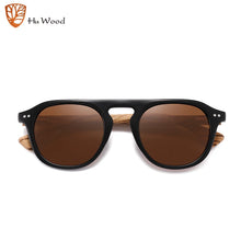 Carica l&#39;immagine nel visualizzatore di Gallery, Hu Wood Brand Classic Sunglasses For Mem Women Polarized UV400 Protection Eyewear Wooden Black Glasses Zebra Wood