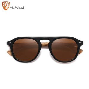 Hu Wood Brand Classic Sunglasses For Mem Women Polarized UV400 Protection Eyewear Wooden Black Glasses Zebra Wood