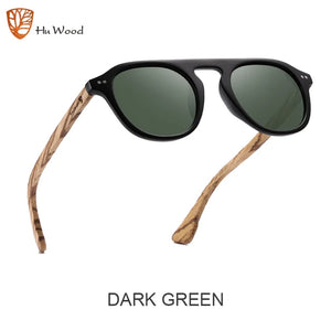 Hu Wood Brand Classic Sunglasses For Mem Women Polarized UV400 Protection Eyewear Wooden Black Glasses Zebra Wood