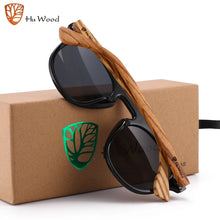 Carica l&#39;immagine nel visualizzatore di Gallery, Hu Wood Brand Classic Sunglasses For Mem Women Polarized UV400 Protection Eyewear Wooden Black Glasses Zebra Wood