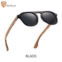 Carica l&#39;immagine nel visualizzatore di Gallery, Hu Wood Brand Classic Sunglasses For Mem Women Polarized UV400 Protection Eyewear Wooden Black Glasses Zebra Wood