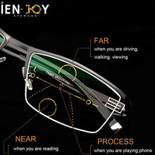 Load image into Gallery viewer, IENJOY Men Reading Glasses Blue Light Blocking Glasses Half Frame Progressive Multifocal Presbyopic Glasses Titanium Eyewear