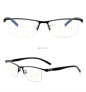 IENJOY Men Reading Glasses Blue Light Blocking Glasses Half Frame Progressive Multifocal Presbyopic Glasses Titanium Eyewear