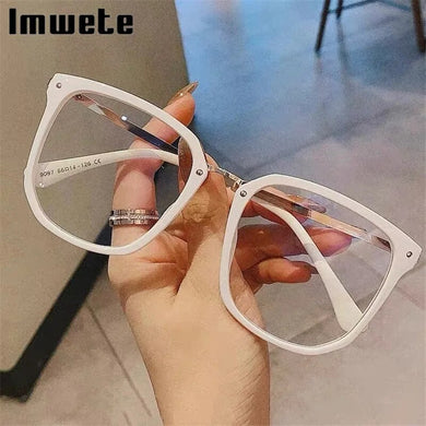 Imwete Classic Anti Blue Light Glasses Frame Women Oversized Eyeglasses Men Computer Eyewear Transparent Optical Spectacles