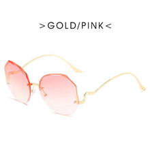 Carica l&#39;immagine nel visualizzatore di Gallery, Irregular Round Sunglasses Women Brand Designer Gradient Sun Glasses Female Rimless Metal Curved Temples Oculos De Sol