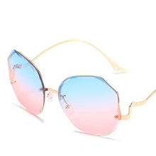 Carica l&#39;immagine nel visualizzatore di Gallery, Irregular Round Sunglasses Women Brand Designer Gradient Sun Glasses Female Rimless Metal Curved Temples Oculos De Sol