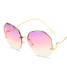 Carica l&#39;immagine nel visualizzatore di Gallery, Irregular Round Sunglasses Women Brand Designer Gradient Sun Glasses Female Rimless Metal Curved Temples Oculos De Sol